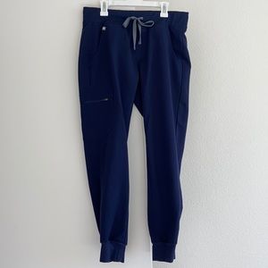Fig scrub bottoms; joggers, navy blue, small